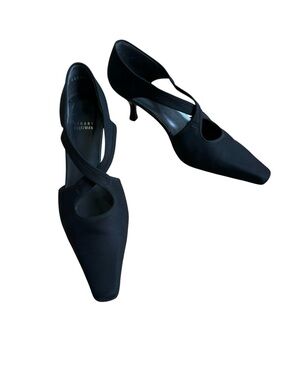 Vintage Stuart Weitzman Black Fabric Kitten Heel